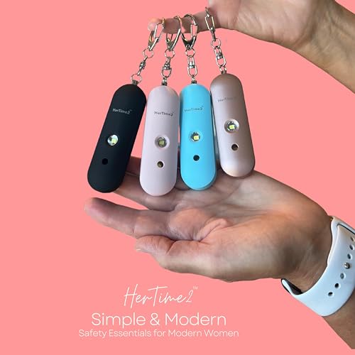 HerTime2 Personal Safety Alarm for Women - Loud Self Defense Siren, Waterproof Keychain with Strobe Light - Battery Powered, Rose Gold - color: Rose Gold, style: Battery Powered