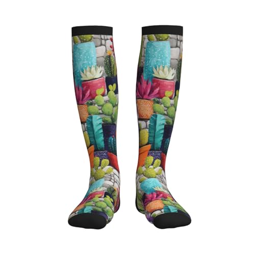 Compression Socks Circulation 15-20 Mmhg Knee High - color: Colored Cactus