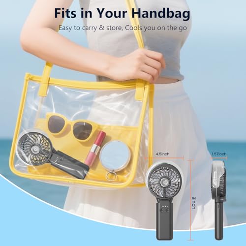 HandFan 5200mAh Upgraded Personal Misting Fan, Rechargeable Handheld Mister Fan, Spray Water Mist Fans, Portable Cooling AC, Electric Mini Hand Fans for Beach Travel Outdoors(Black) - color: Black