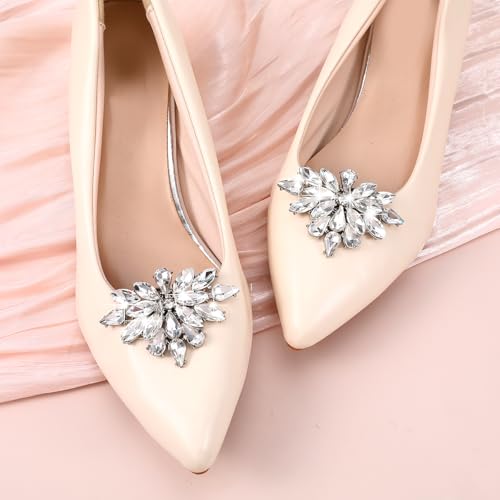 4 Pcs Rhinestone Shoe Clips for Women Dress Shoes Fashion Crystal