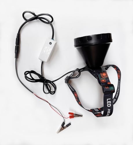 MEMEMOKON Large LED Headlamp with DC 12V Power, 15W Clip-On Light Hiking Outdoor Camping Running Cycling Fishing Lamp (Warm White)