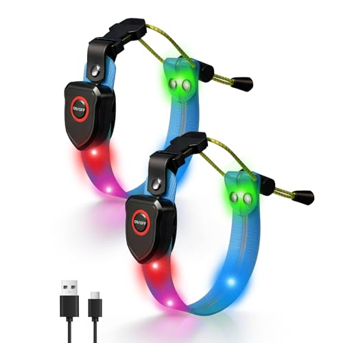 Taximi LED Armband for Running, High Visibility Reflective Running Lights for Runners, USB Rechargeable Light Up Arm Bands for Men Women Kids Night Cycling Walking Jogging - color: Blue