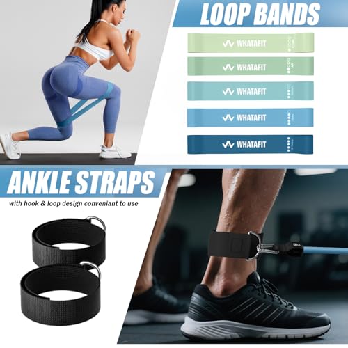 WHATAFIT Resistance Bands with Handles, 150 lb Exercise Bands Set - color: Blue 16PCS