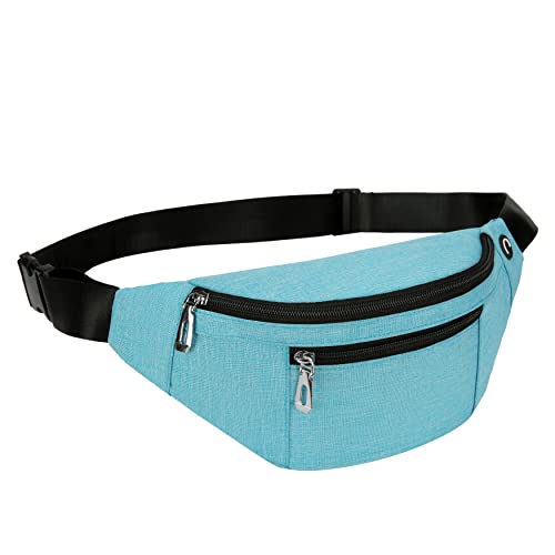 Fanny Pack for Men & Women, Fashion Waterproof Waist Packs with Adjustable Belt, Casual Bag Bum Bags for Travel Sports Running. - color: B-Mint Green