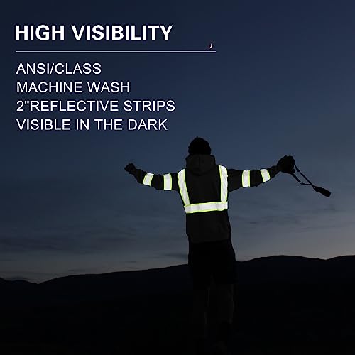 High Visibility Pullover for Men/Women, Class 3 Hi Vis Reflective Hoodie with Large Front Pocket, BLACK, Small - color: Black01, size: Small