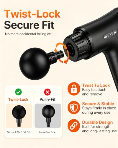 Massage Gun, 30 Speeds, 6 Heads, Quiet Deep Tissue Muscle Massager - color: Black