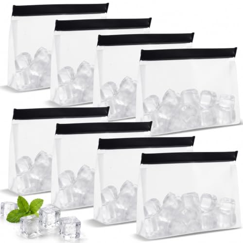 8 Pack Reusable Ice Storage Bags – 10” x 7.3” x 2.2” Leakproof Freezer Bags, BPA-Free EVA, Secure Zip Seal for Ice, Food & Travel