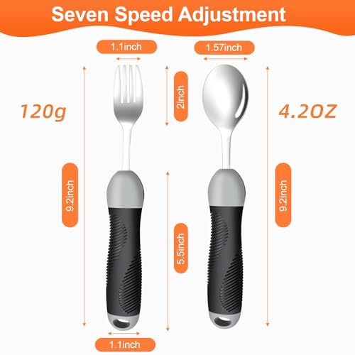 Weighted Utensils for Tremors & Parkinson's, Adaptive Eating Aids (Black) - color: Black