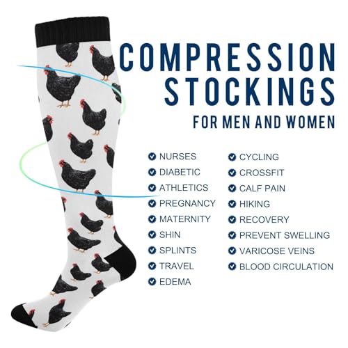 Wusikd Cats Compression Socks for Women and Men Circulation Cute Long Socks for Athletic Running 1 - color: Chicken
