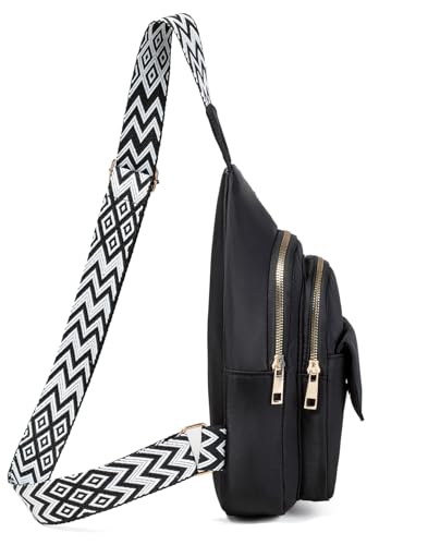 AOSTIHOT Crossbody Sling Bag Small Sling Backpack for Women, Chest Daypack Crossbody Shoulder for Travel Sport Running Hiking - color: M Black