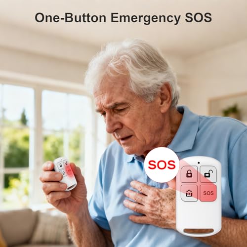 Home Alarm System Wireless with Smart Life/Tuya APP & Remote Control,WiFi+GSM/4G Home Alarm System NO Monthly Fees,Real-Time Alert Long Battery Life for Apartment,Kids Safety,Office - color: Blue & White