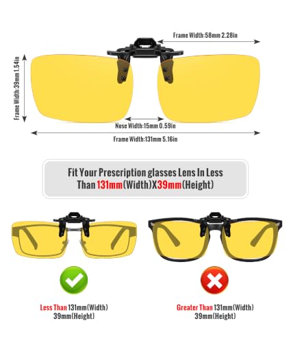 MEETSUN Polarized Clip On Sunglasses for Men Women, Fit Over Glasses - color: 1pack-night Vision
