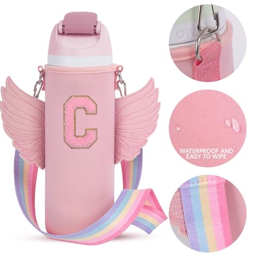 Use for Owala 24oz Crossbody Water Bottle Holder Sling Carrier Bag with Strap, Water Bottle Crossbody Bag Women Girl(C, Pink, 24oz) - style: C