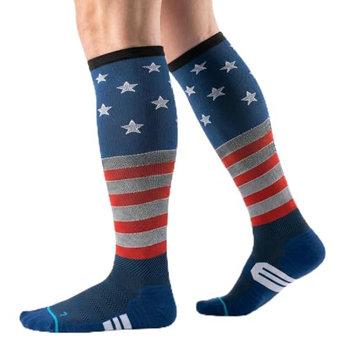 American Flag Compression Socks 15-20 mmHg, Knee High Sports Pair - size: Small-Medium