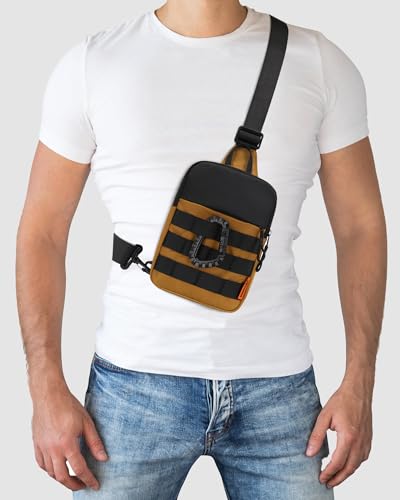 Peicees Crossbody Bag for Men Mini Sling Bag Anti Theft Purse, Khaki Yellow - color: Khaki Yellow