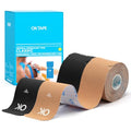 OK TAPE Kinesiology Tape 10" Precut Elastic 20 Strips 2in x 16ft, 2 Rolls - color: Beige and Black, size: 2 Rolls