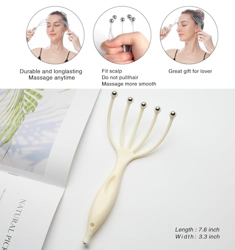 Head Massager,Protable Handheld SPA Scalp Massage Tool for Deep Relaxation & Stress Reduction Wet and Dry in The Office Home SPA (2-Pack) (White White) - color: White White