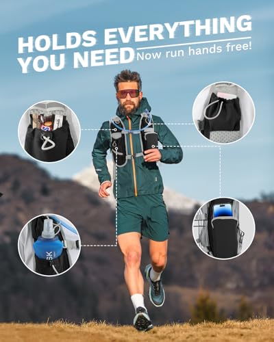 Running Vest for Women and Men, Hydration Running Backpack, Runners Vest, Hydration Vest, with Front Phone Holder, Adjustable Chest and Waist Strap - color: Black, size: Only Backpack