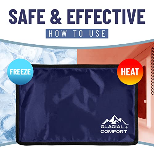 Glacial Comfort Gel Ice Pack for Back Pain - (15" x 11") Reusable Cold Pads for Hip, Knee, Shoulder Injuries, Muscle Strains, Migraine & Postpartum Recovery - Compression Pad. - size: Large (15" x 11")