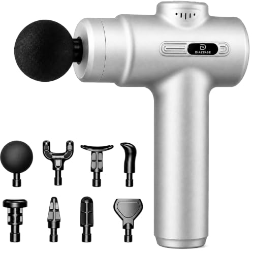 Massage Gun Deep Tissue, Handheld Neck Massager, Portable - 6 Adjustable Vibration Levels, Electric Back Massagers for Athletes, Home & Gym, Mothers Day Gifts (Silver) - color: Silver