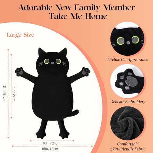 Microwave Heating Pad for Pain Relief, 21" x 18" Microwavable Stuffed Animal for Neck Shoulder, Cramps, Back Pain, Muscles, Joints, Natural Heat Pack Moist Heat, Menstrual Period, Large Black Cat - size: Large Black Cat-1