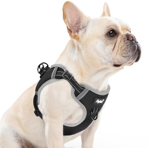 PUPTECK Dog Harness Small Sized Dog, Step in Adjustable Reflective Dog Vest Harness Escape Proof, No Pull Soft Padded Harness Easy Control, Black, M - color: Black, size: M (CHEST: 14.5"-20")