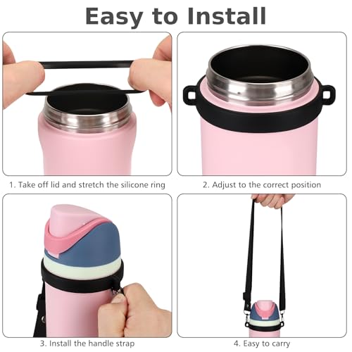 Accmor Water Bottle Strap Compatible with Owala Freesip Sway 30 oz 40 oz and Owala Freesip 24 oz 32 oz 40 oz, Adjustable Portable Water Bottle Handle Strap for Owala - color: black