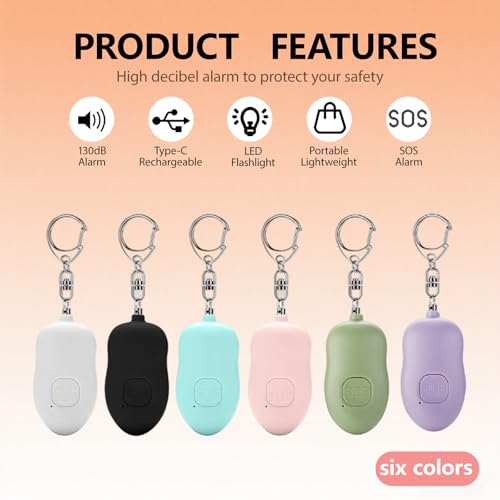 Personal Safety Alarm for Women,2Pack 130dB Self Defense Keychain - color: Black+Black