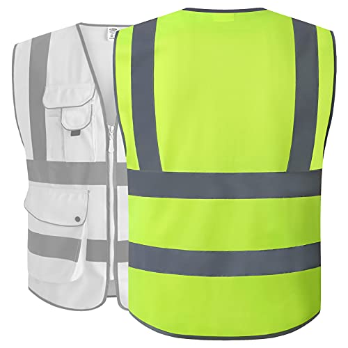 JKSafety 6 Pack Safety Vest for Men Women Reflective JK155 Yellow M - color: 155-yellow, size: Medium