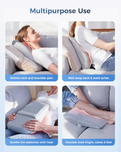 Boriwat Back Massager with Heat, 3D Kneading Massage Pillow for Back, Neck, Shoulder, Leg Pain Relief Deep Tissue, Gifts for Women Men Mom Dad(Light Gray) - color: Light Gray