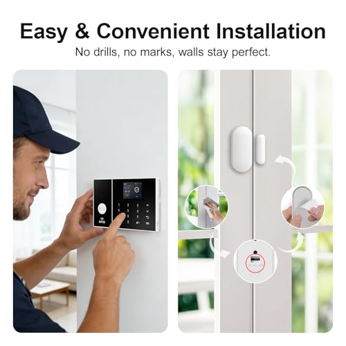 Alarm System for Home Security 24Pcs WiFi+GSM/4G Home Alarm System - color: Gray & White