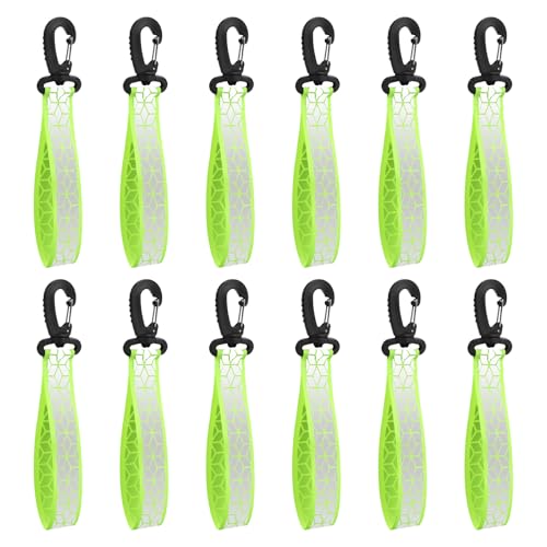 12 Pack Safety Night Reflector Pendants, Clip On Reflective Keychain and Backpack Reflector for Night Walking, Running, Cycling and Outdoor Low Light Activities