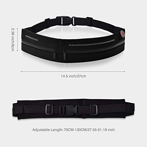 Slim Running Belt Waist Pack Bag,Ultra Light Bounce Free Waist Pouch,Water Resistant Belt Fanny Pack for Hiking Fitness,Adjustable Running Pouch for All Kinds of Phones (Black)