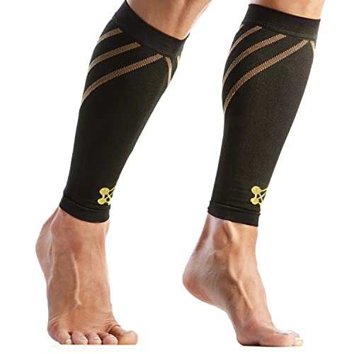 CopperJoint Calf Compression Sleeve for Men & Women, Copper Stripe, Medium - color: Copper Stripe, size: Medium