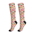 Hen Floral Compression Socks for Women Men - color: Cute Dount Coffee