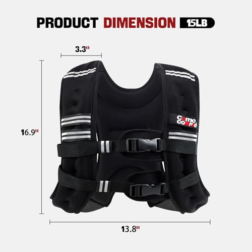 Weighted Vest, 5lb/10lb/12lb/15lb Weight Vest with Reflective Stripe for Women, Men, Rucking Vest for Walking Strength Training Running, Workout, Jogging - size: 15 lb