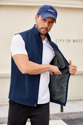 COOFANDY Mens Lightweight Golf Softshell Vests Windproof Sleeveless Jacket - color: Dark Blue, size: X-Large