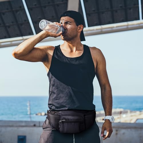 NOOLA Fanny Pack with Water Bottle Holder, Hiking Waist Bag for Men Women - color: Black
