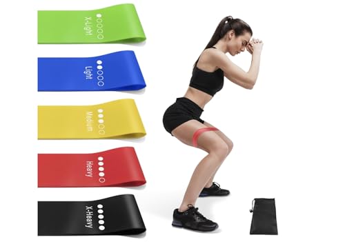 Resistance Bands Set for Workout – 5 Pack Durable Loop Exercise Bands for Strength Training, Physical Therapy, Yoga, Pilates – Non-Slip Home Gym Fitness Bands for Men & Women Bag - Carry Bag Included