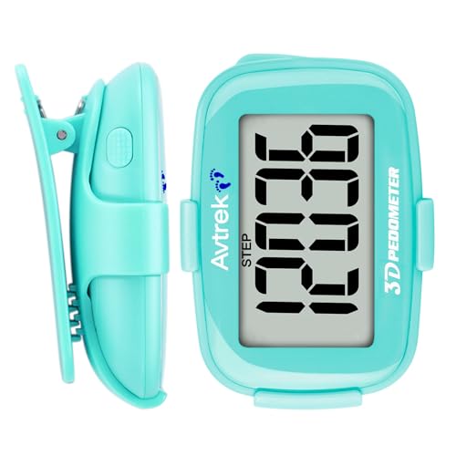 AVTREK 3D Step Counter Clip On with LED Backlight Pocket Pedometer for Walking Outdoor Activities Fitness Tracker Without Smartphone - color: green
