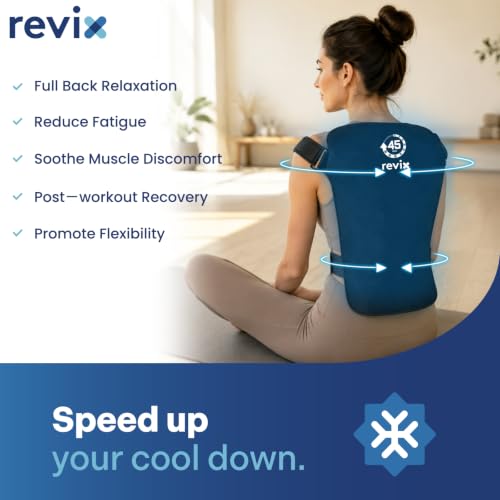 REVIX 45-Min Cooling Full Back Ice Packs, Reusable Gel Ice Wrap for Back - color: Black - With Ice Grid Gel