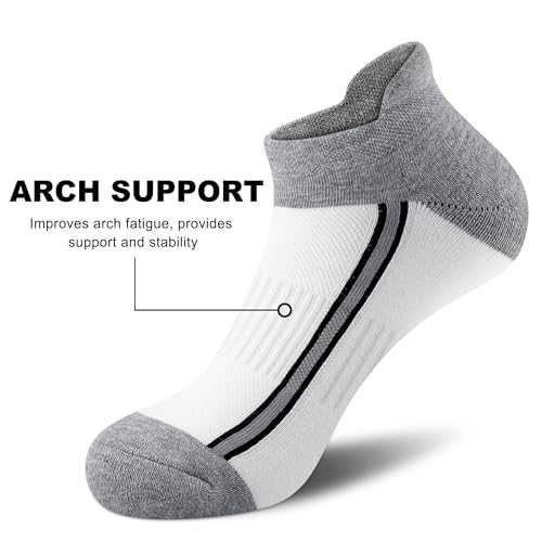 Gonii Men's Running Athletic Ankle Socks - Thick Cushioned Low Cut Socks - color: N-5 Pairs White, size: 12-15
