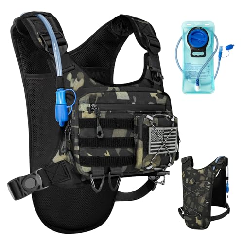 Hydration Vest with 2L Water Bladder for Men and Women,Lightweight Adjustable Hydration Backpack,Hiking Backpack with Water Bladder for Climbing Cycling Hiking - color: Camo