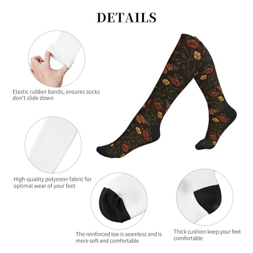 Witchy Moth Compression Socks For Women Men - color: Butterfly Floral