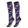 Compression Socks Women Knee High Support Circulation Stockings for Running Cycling Flying - color: Galaxy Cat