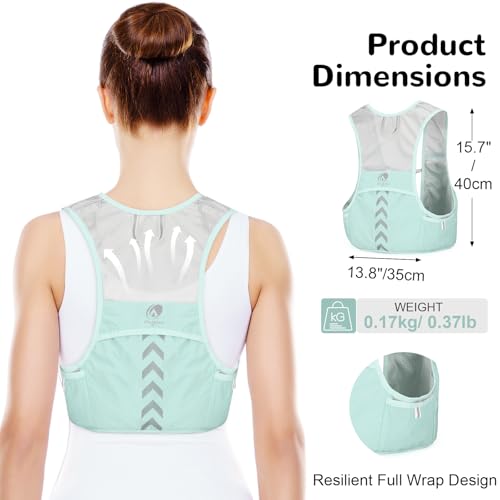 Hydration Running Vest with 2pcs 500ml/17oz Water Bottles, M/L - color: Green, size: M: 27.6" - 43.3"
