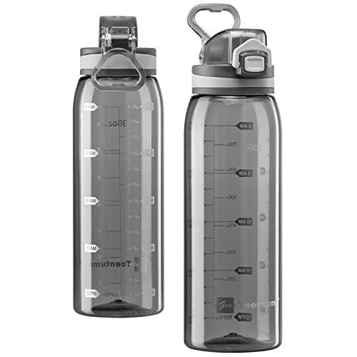 30oz Tritan Water Bottle with Time Marker, 1-Pack, Clear Gray - color: Clear Gray