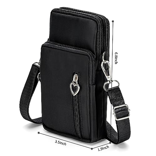 Women Cell Phone Purse Wristband Sport Armband Wallet Travel Crossbody Cell Phone Purse for Galaxy S10 Plus S9 Plus A50 A7 J7,OnePlus 6T,HTC U12 (Black) - color: Black