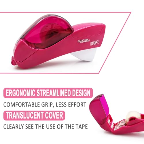 Automatic Tape Dispenser for Wrapping Gifts, Handheld Packaging Tape Dispenser Gun with Cutter, Dispensers for Adhesive Tapes-Pink - color: Pink