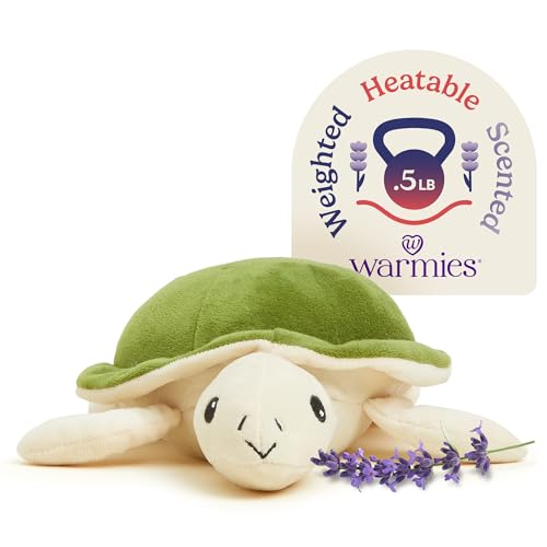 warmies Junior Weighted Stuffed Animal, Microwavable Turtle Plush, Green